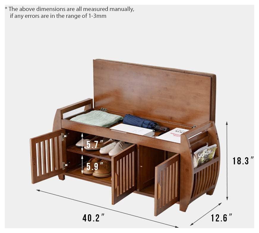 Elecwish Bamboo Shoe Bench Rack with Cushion, Side  Drawer