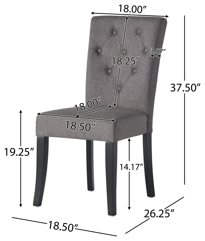 GDF Studio Nasima Brown Fabric Dining Chairs, Set of 2