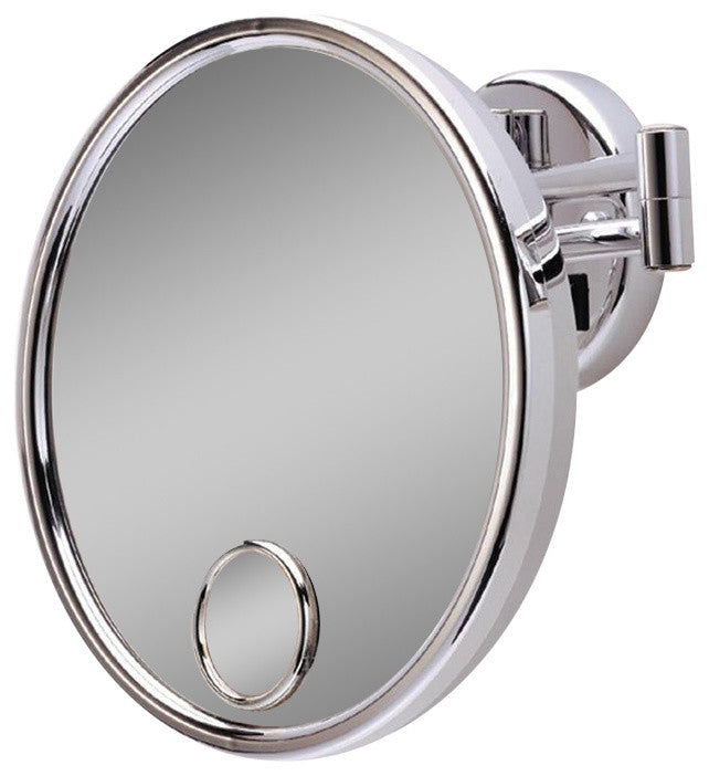 Jerdon JD7C 9-Inch Euro Style Lighted Wall Mount Mirror with 3X Magnification
