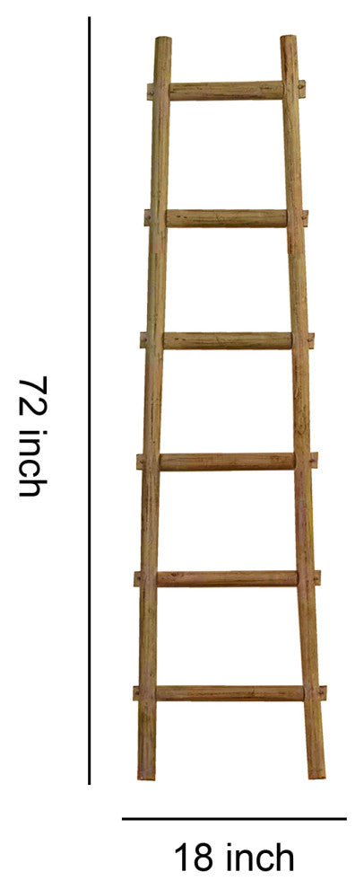 Benzara BM210392 Transitional Style Wooden Decor Ladder With 6 Steps, Brown
