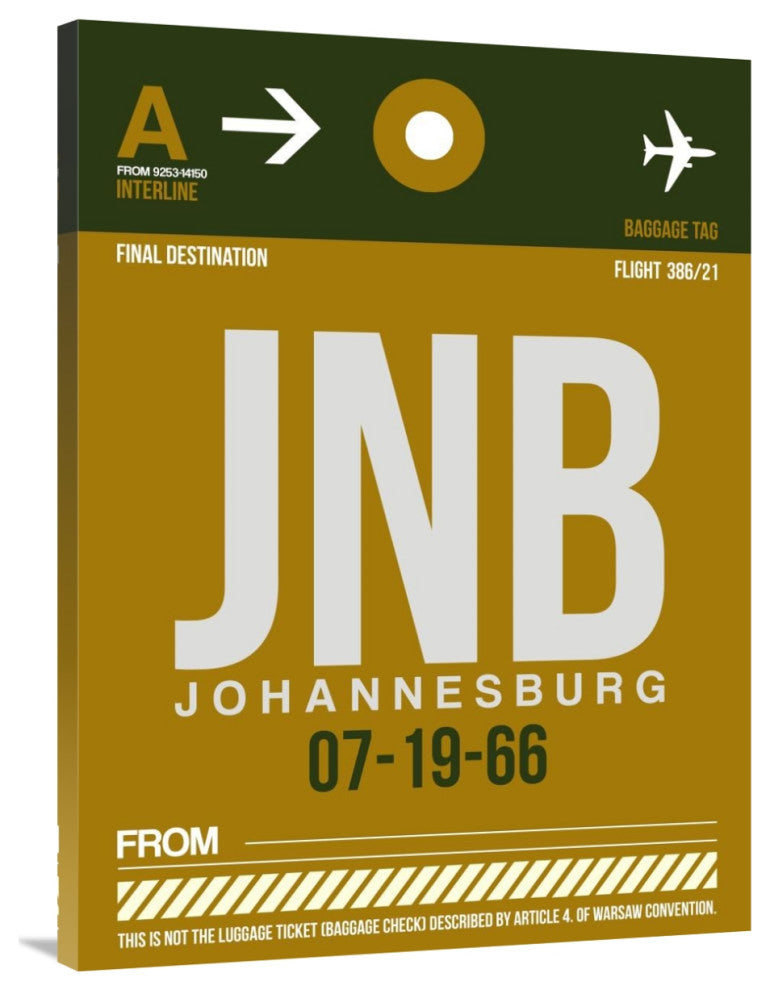 "JNB Johannesburg Luggage Tag 1" Fine Art Print