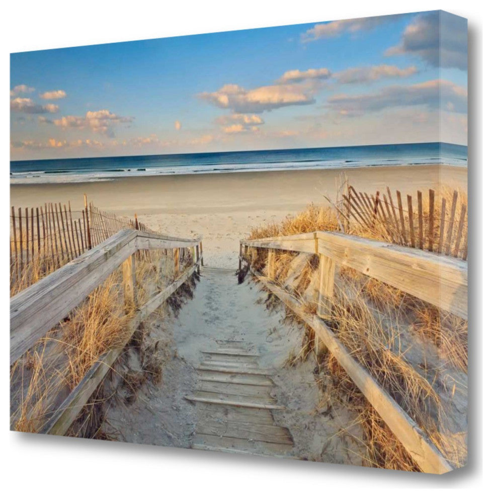 47" Beach Boardwalk to the Ocean Giclee Wrap Canvas Wall Art