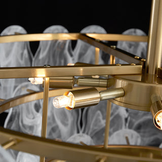 Cloude Modern 3 Tiered Cloud Glass Chandelier Adjustable Hanging Rod, 8-Light