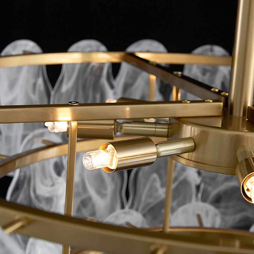 Cloude Modern 3 Tiered Cloud Glass Chandelier Adjustable Hanging Rod, 8-Light