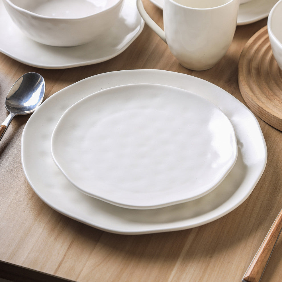 Stone Lain Ivy Porcelain 24 Piece Dinnerware Set, White