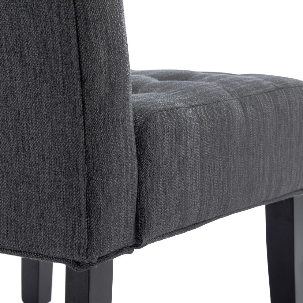 Mulligan Fabric Tufted Slipper Chairs, Set of 2, Charcoal + Matte Black