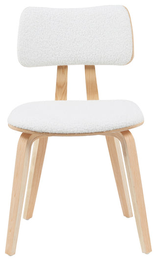 Jaguar Mid-Century Dining Chair, White Boucle and Patterned Oak
