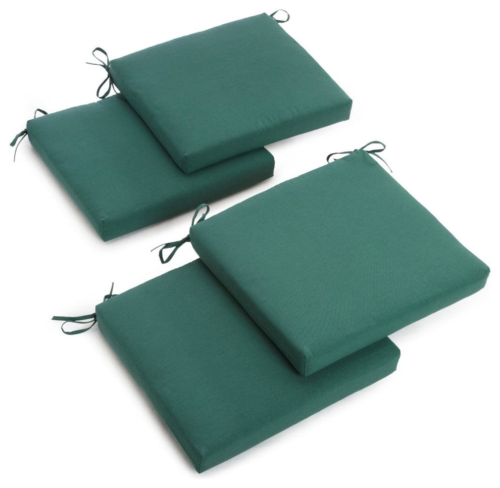 20"x19" Twill Chair Cushion, Set of 4, Forest Green