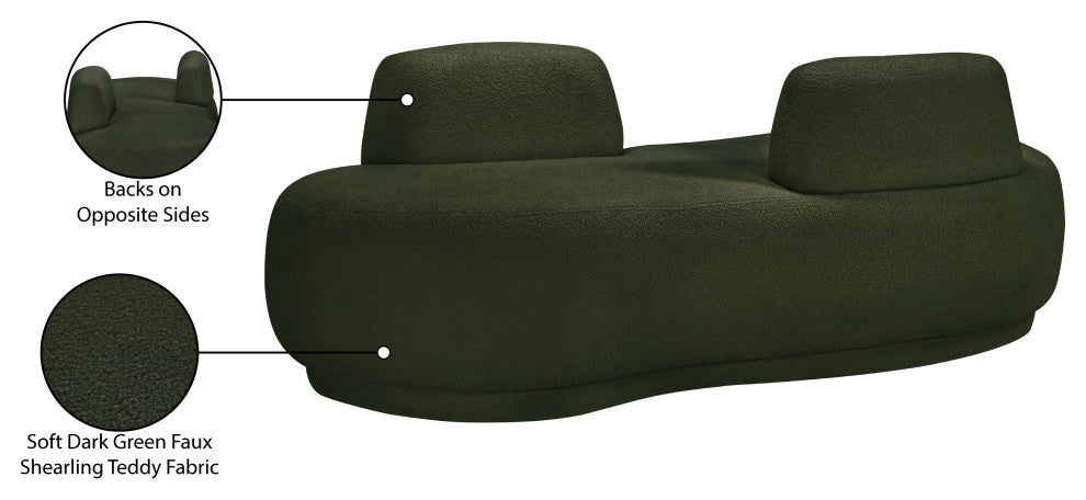 Argyle Upholstered Chaise/Loveseat, Green, Teddy Fabric