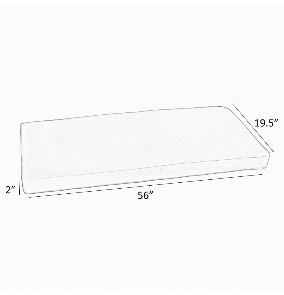 Sorra Home Gardenia Seaglass Outdoor/IndoorCorded Bench Cushion 56x19.5x2"