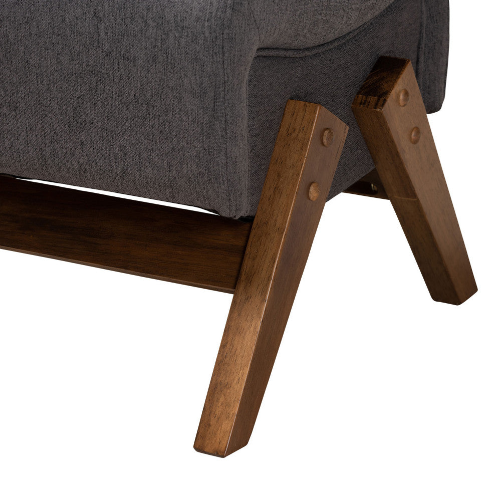Fulvia Walnut Brown Fininshed Ottoman, Dark Gray/Walnut Brown