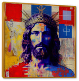 Pop Art Jesus Portrait II Framed Canvas, 36x36, Gold