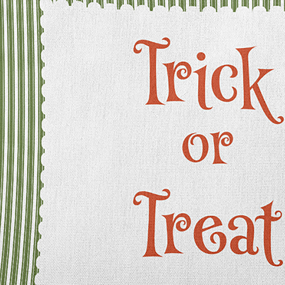 Halloween Trick or Treat Ticking Accent Pillow, Scallion, 26"x26"