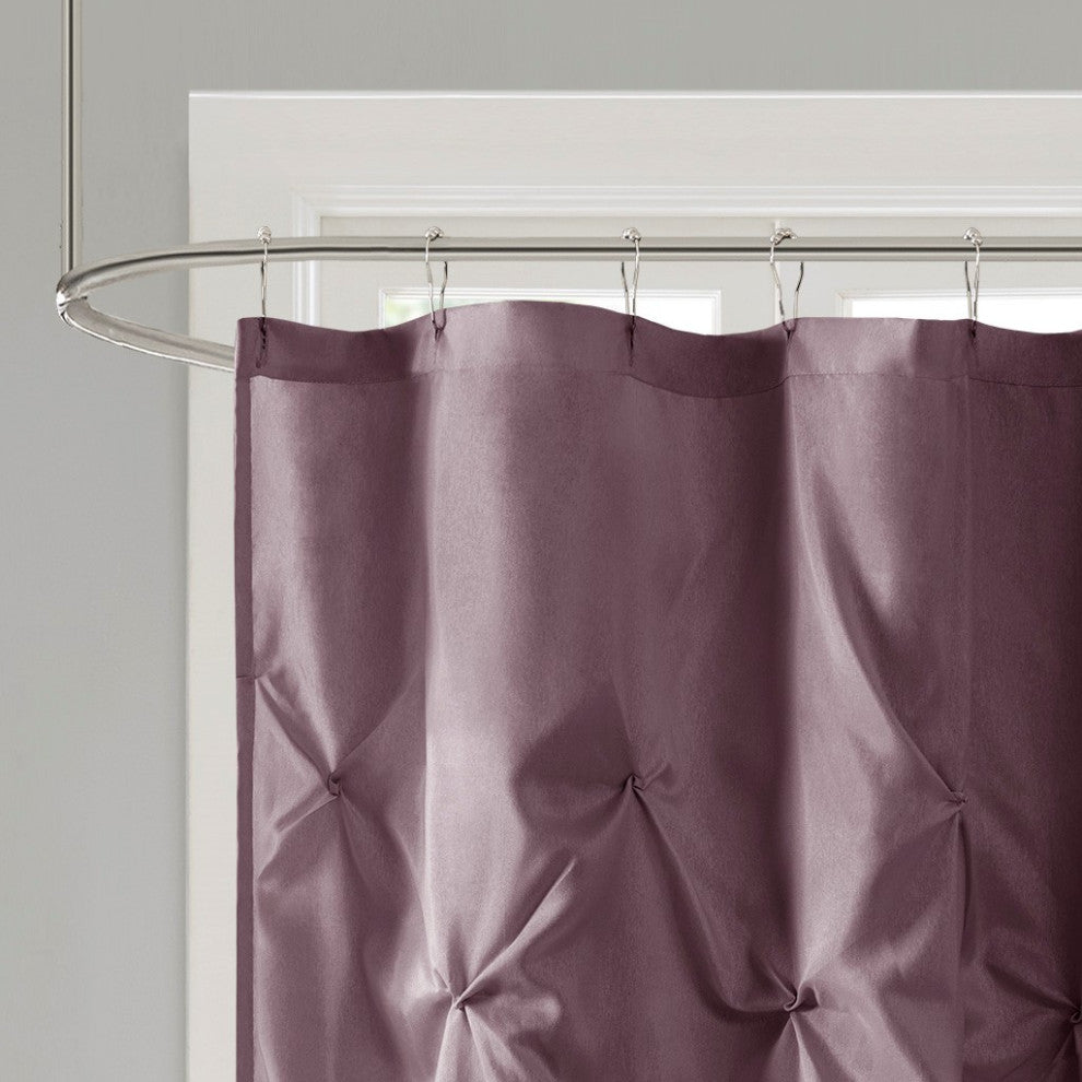 Madison Park Laurel Tufted Semi-Sheer Shower Curtain, Plum