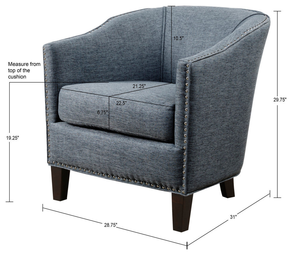 Madison Park Fremont Barrel Arm Chair, Blue, Slate Blue