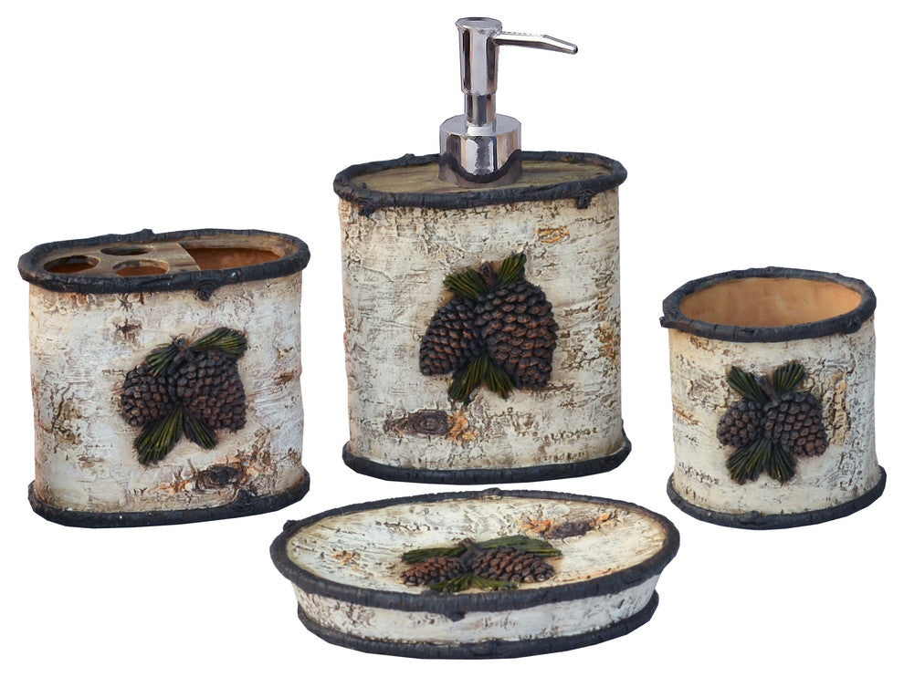 4-Piece Birch Pinecone Bath Set