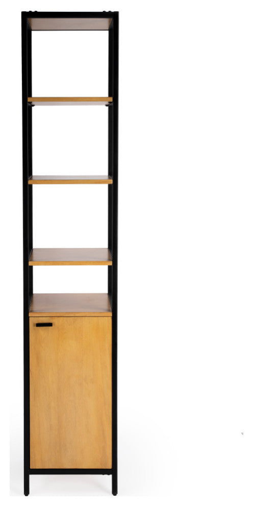 Hans Narrow Wood and Iron 84" Etagere Bookcase