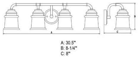 Vaxcel Toledo 4-Light Vanity, Satin Nickel