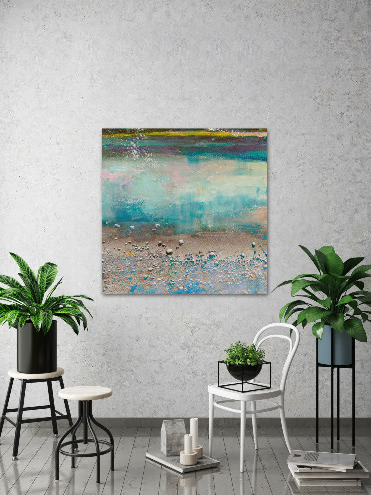 "Sand Pebbles" Painting Print on Wrapped Canvas, 40"x40"