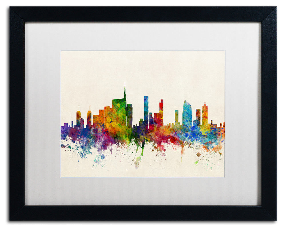 Michael Tompsett 'Milan Italy Skyline Beige' Matted Framed Art, 16x20