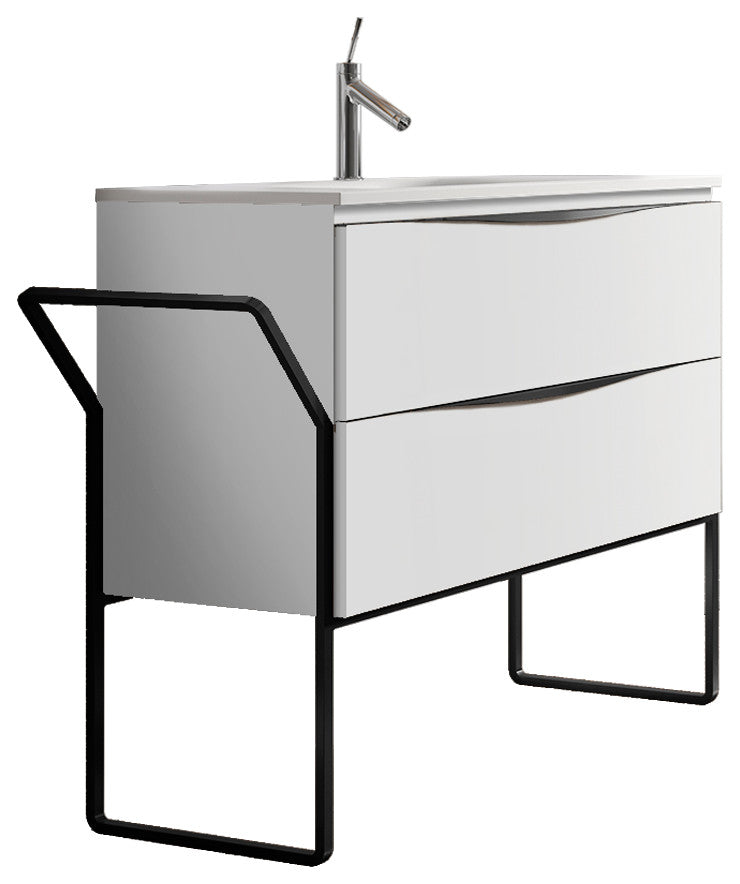 Unit 32" Vogue 2DR Matt White With Ceramic Top
