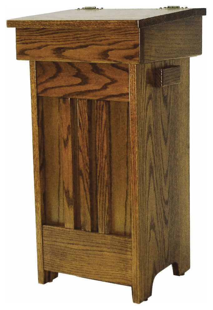 Amish Made Oak Mission Trash Can, Seely Stain