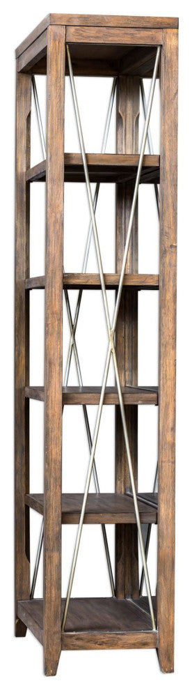 Uttermost 25434 Delancey 36"W 5 Shelf Wood Shelving Unit - Weathered Oak