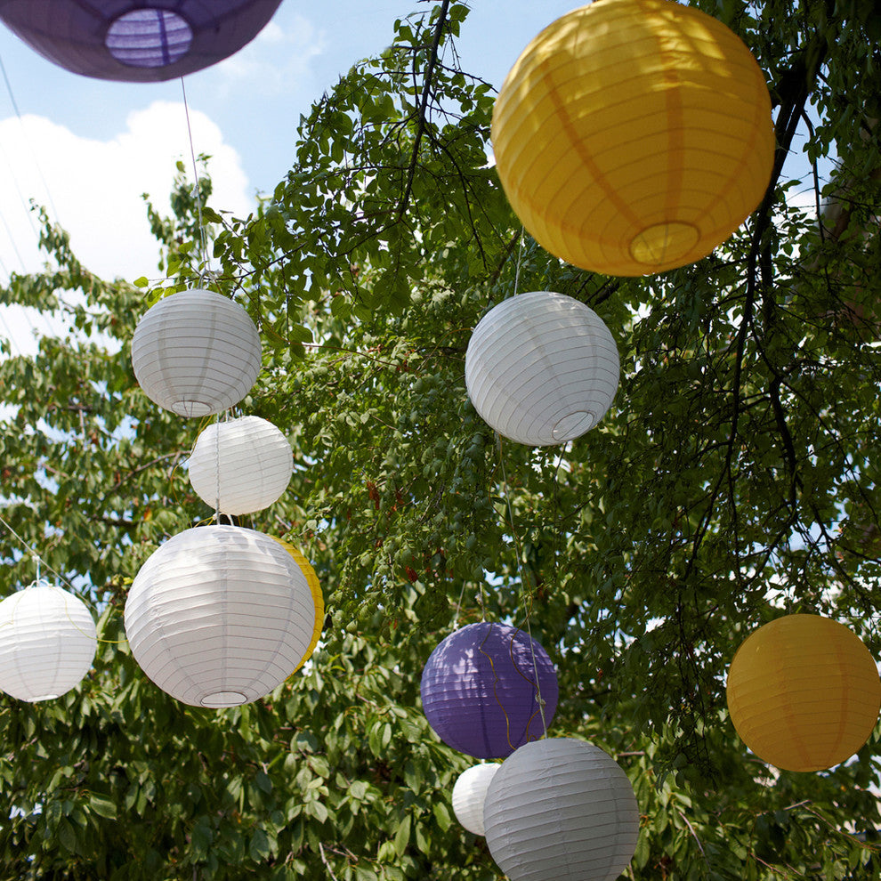 Round Paper Lanterns, Set of 5, White