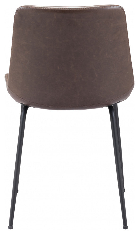 Set of Two Brown and Black Top Shelf Modern Rugged Dining Chairs