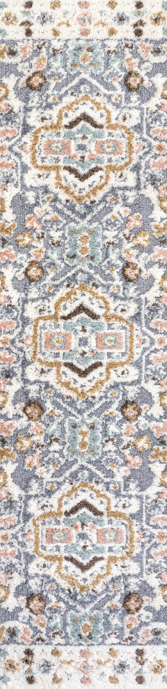 Aziza Persian Medallion High-Low Multi 2'x8' Runner Rug