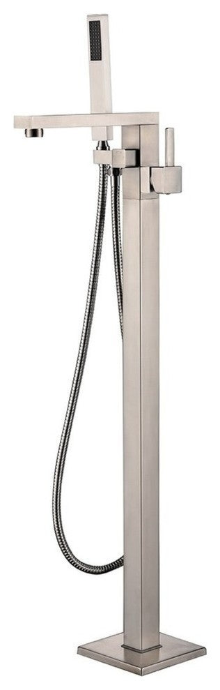 ADM Freestanding Tub Filler Handheld Sprayer, Brushed Nickel, 59" Hose