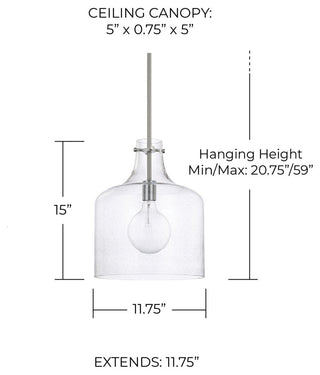 Capital Lighting 325712 1 Light 15" Tall Pendant - Bronze