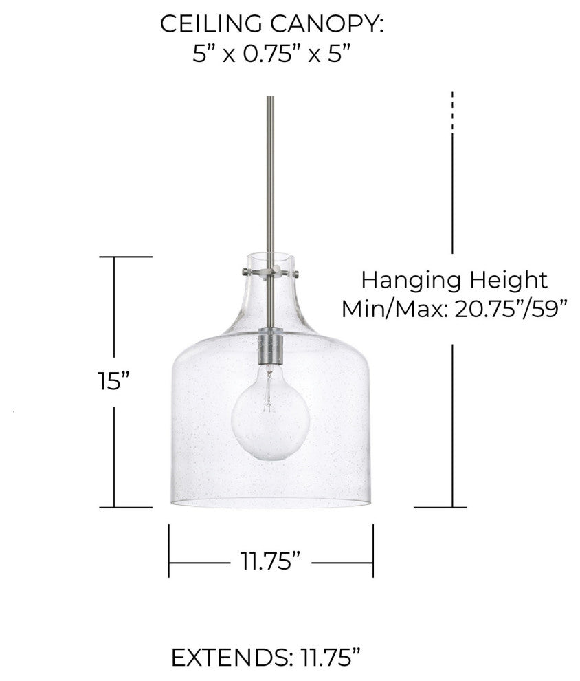 Capital Lighting 325712 1 Light 15" Tall Pendant - Bronze