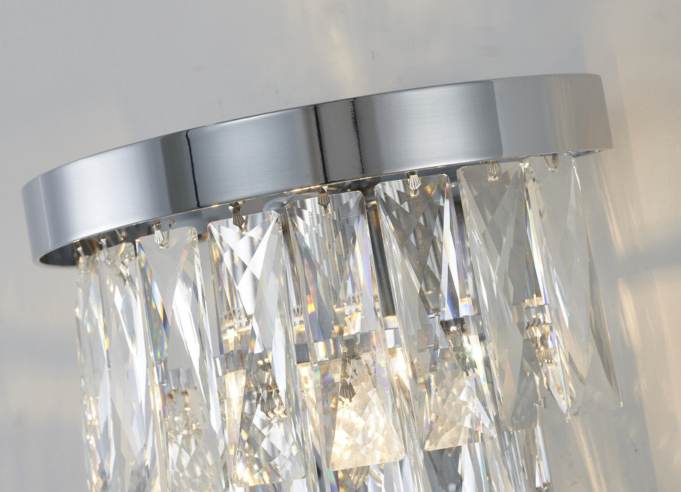 1-Light Chrome Wall Sconce With Clear Crystals