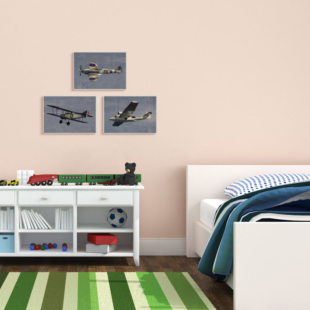 Kids Military Planes Blue Design, 16"x20"