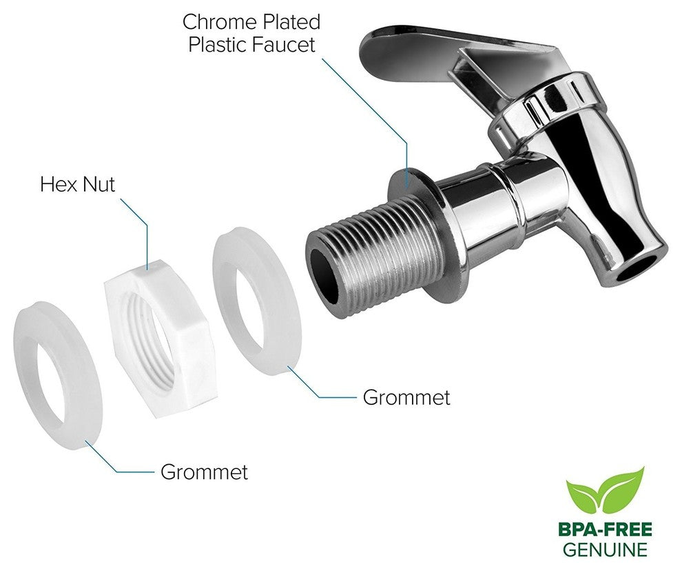 Brio Porcelain Water Crock with Faucet, Vertical Green Stripe