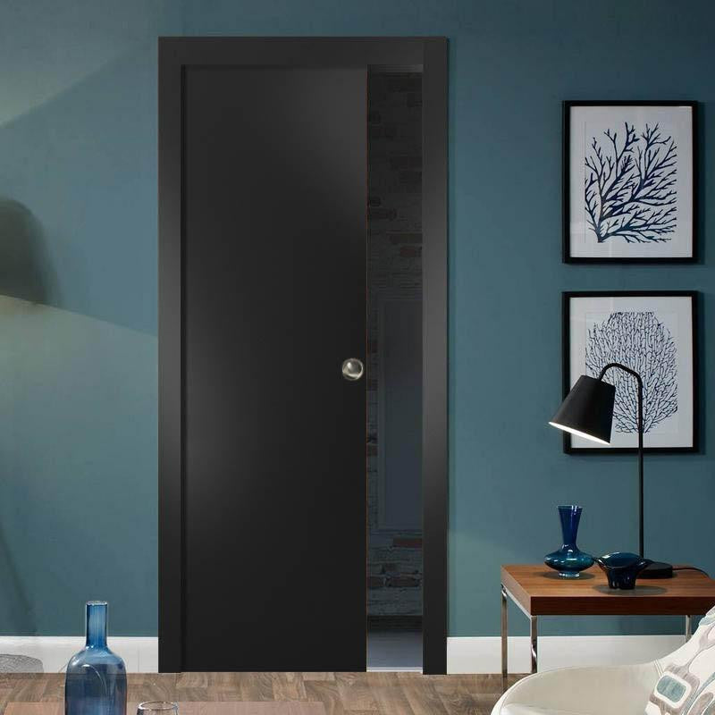 Pocket Door 32x84 | Planum 0010 Black Matte | Frames Kit Hardware Sliding