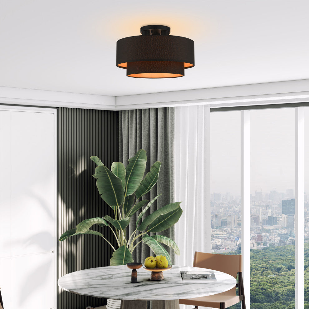 Sentosa 3-Light Black Large Semi-Flush