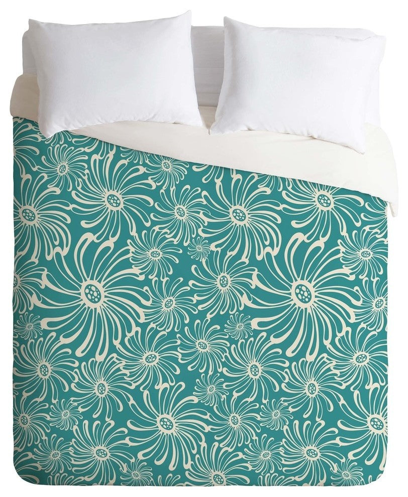 Deny Designs Heather Dutton Bursting Bloom Peacock Duvet Cover - Lightweight