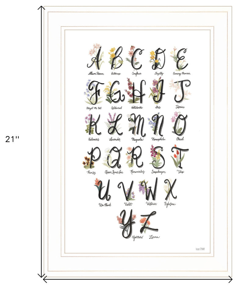 Flower Alphabet 1 White Framed Print Wall Art