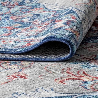 Modern Persian Vintage Medallion Red/Navy 2' x 8' Runner Rug