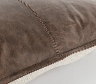 Kosas Home Cheyenne 100% Leather 22" Throw Pillow, Chocolate Brown