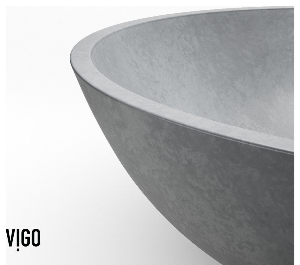 Ravenna 16"L x 16"W Concrete Vessel Sink and Dunn 11"H Faucet Set