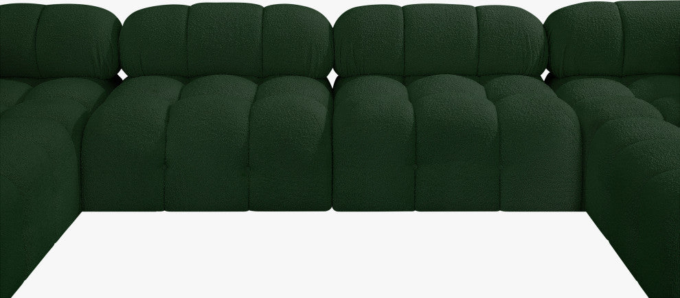 Ames Boucle Fabric U-Shaped Modular Sectional, Green, 8-Piece: 4 Armless Chair, 4 Corner Chair