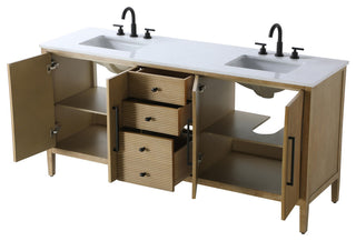 Home Living 72" Double Bathroom Vanity, Linen Oak