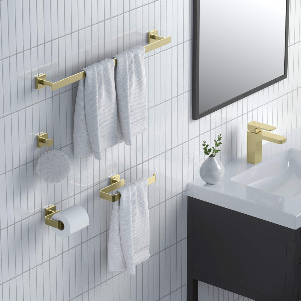 Blaze 4 Piece Bathroom Hardware Set, Brushed Gold