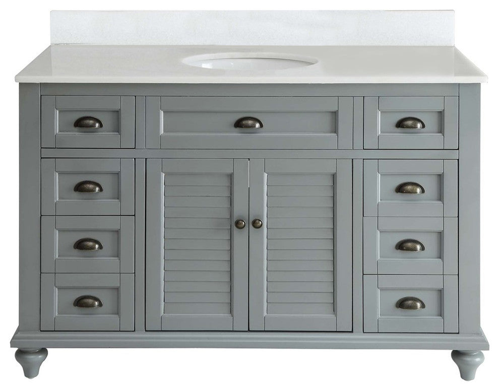 49" Cottage-Style Gray Glennville Bathroom Vanity Cabinet Set