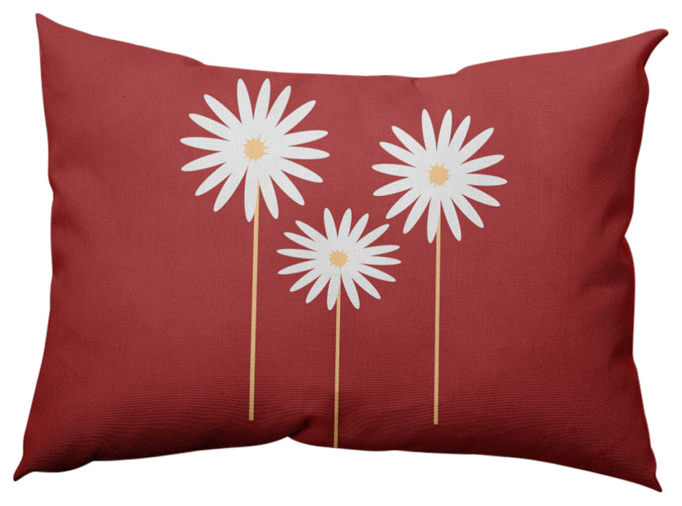 Floral Print Decorative Throw Pillow, Ligonberry Red, 14"x20"
