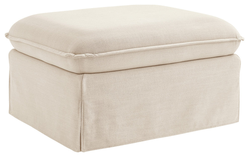 Rustic Manor Arleth Ottoman, Upholstered, Linen, Beige