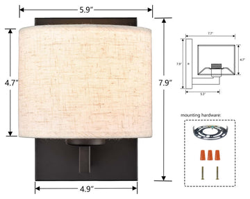 Wall Sconces Set of 2 Fabric Shade Wall Lamps, Black